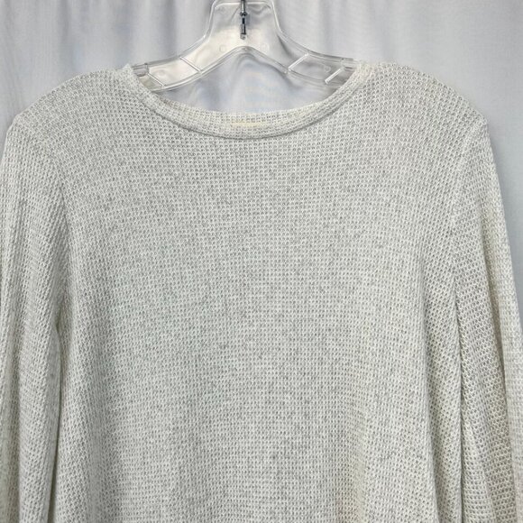 Stevie Hender Womens Ivory Gray Long Ruffle Sleeve Pullover Thermal Size Small - Picture 3 of 9